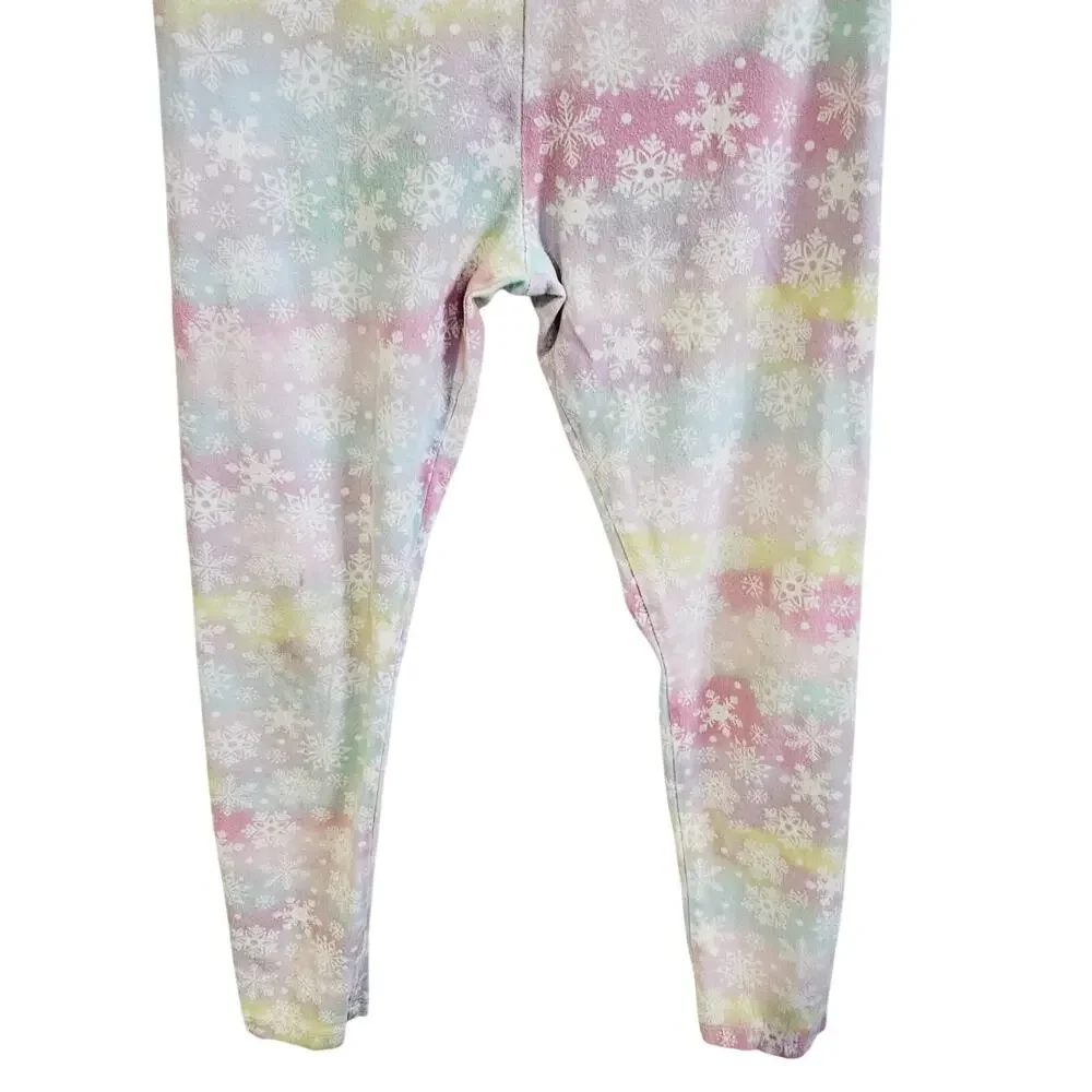 Children's Place Girls Size M Leggings Multicolor Pastel Snowflake Ombre Winter